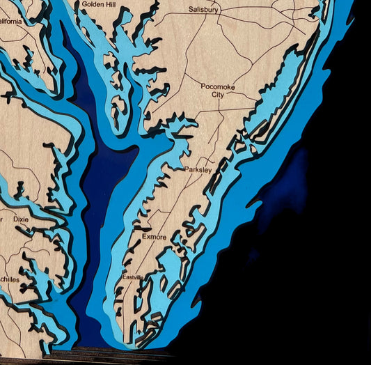 Chesapeake Bay Multi Layered Water Depth Map 11x13